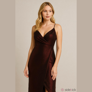 Women's Fashion Bug Black and Red Shimmer Midi Dress L